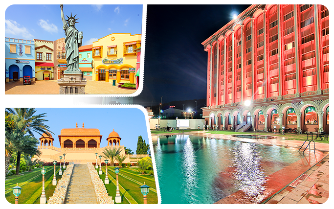 Discover iconic film sets on a guided studio tour and enjoy a comfortable hotel stay at Ramoji Film City